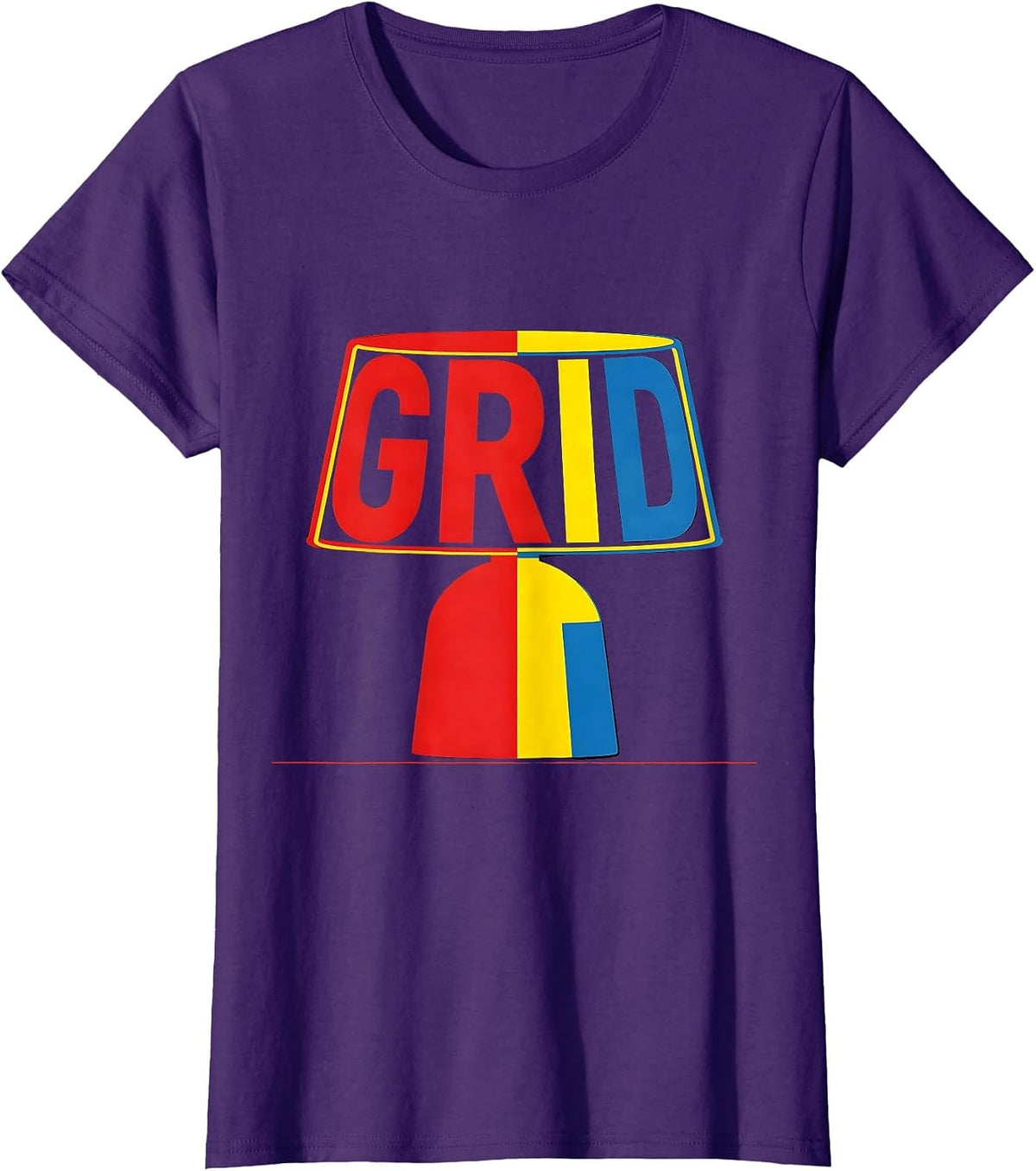 Women's GRID Geometric Bauhaus 100th Anniversary Design Movement T-Shirt - Purple