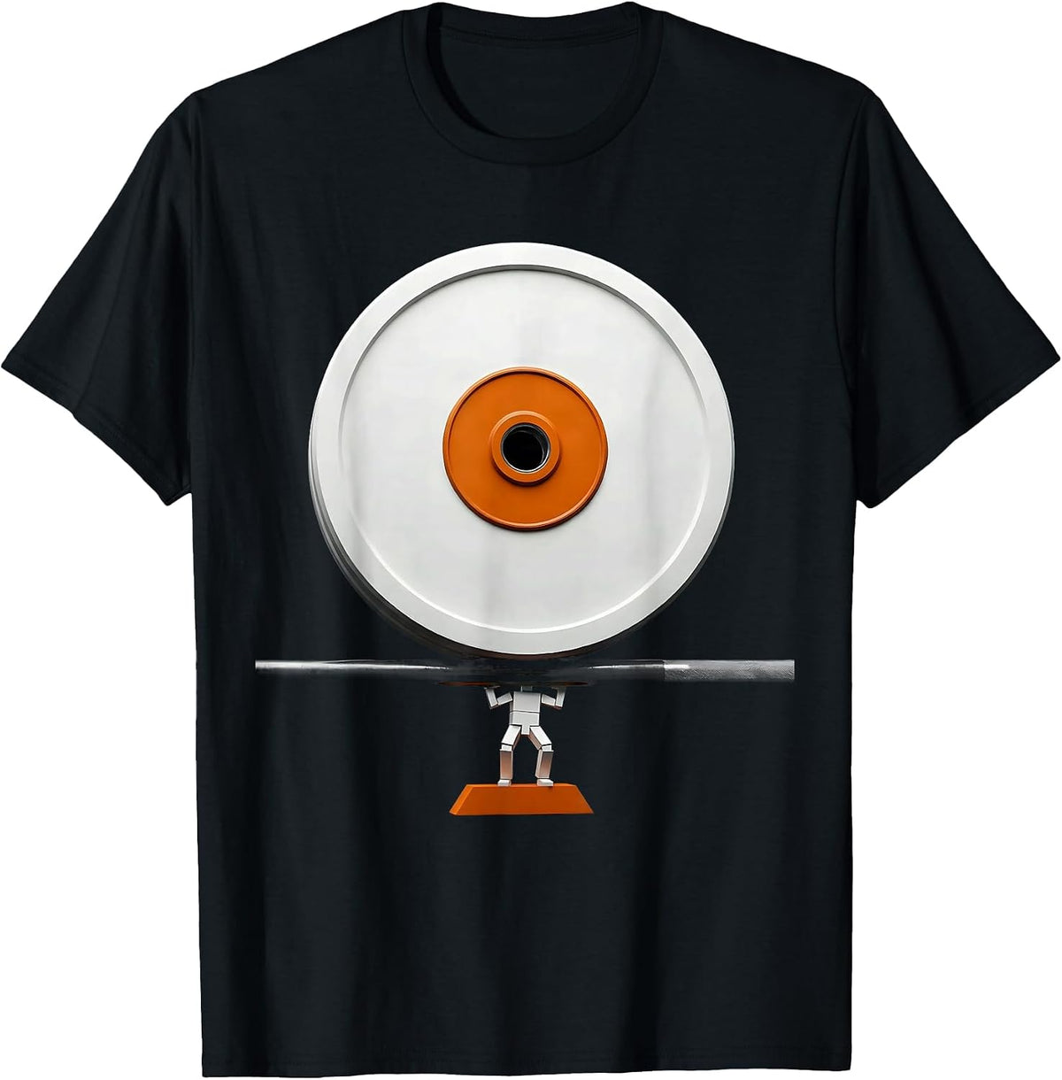Men's Brutalist Weight Plate Lifter Humor Gym Meme T-Shirt - Black