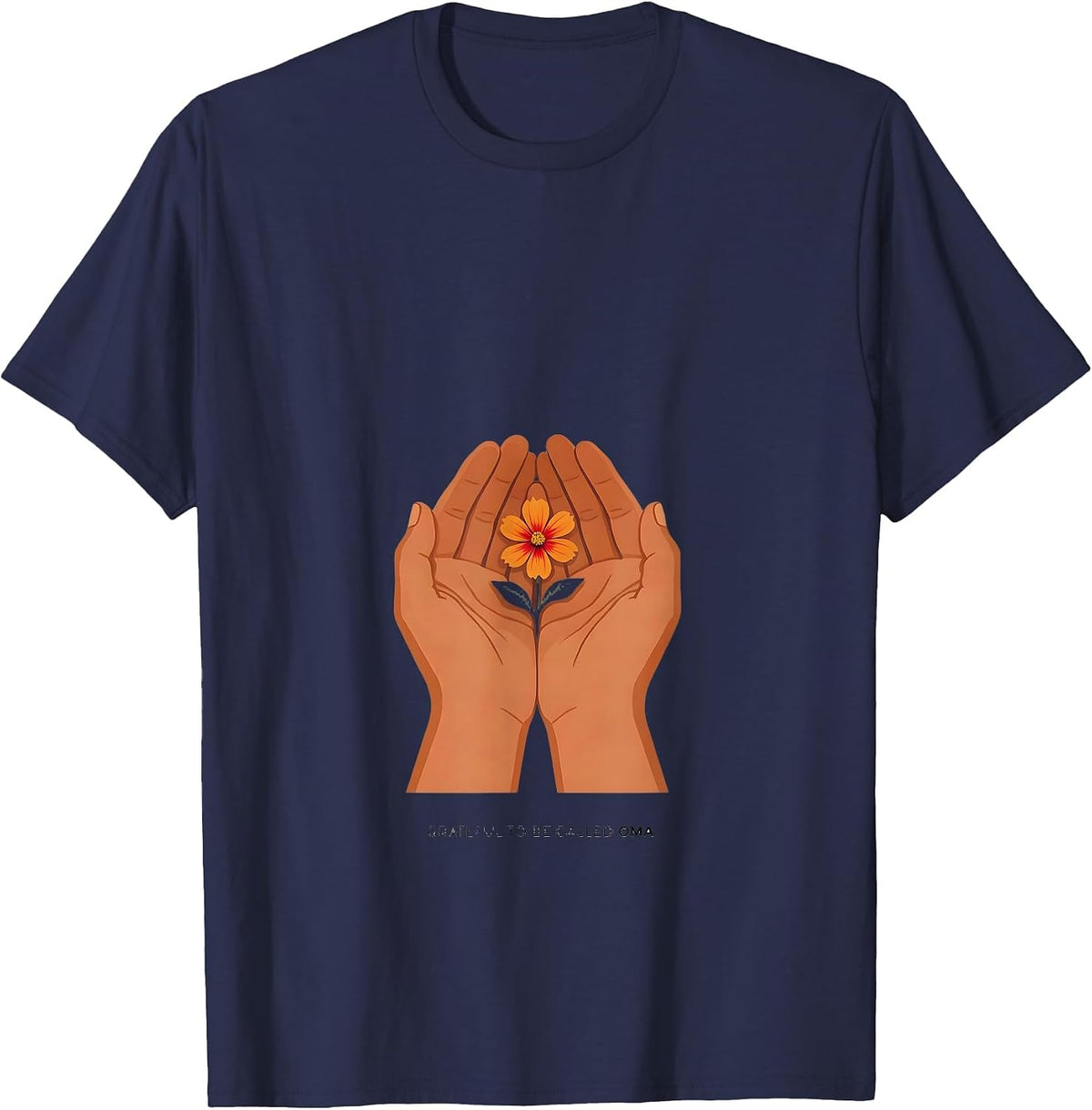 Men's Grateful To Be Called Oma Sentimental Grandma Floral T-Shirt - Navy Blue