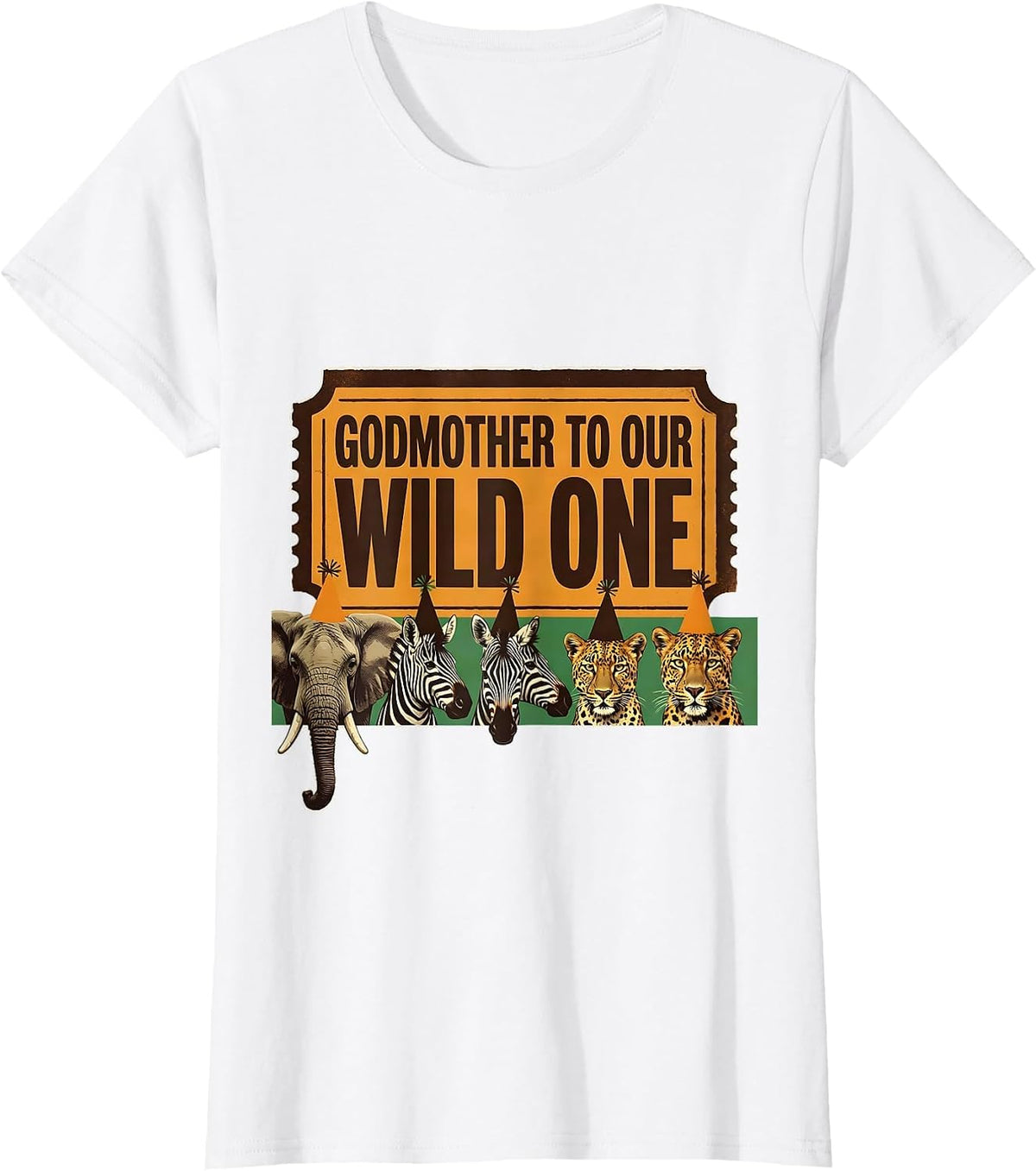 Godmother To Our Wild One Playful Safari Party Birthday T-Shirt - White