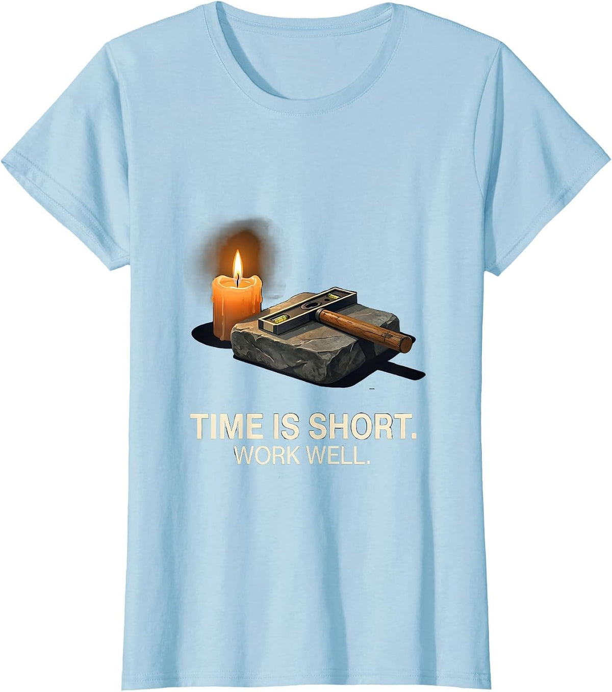 Women's Time Is Short Work Well Editorial Conceptual Freemason T-Shirt - Baby Blue
