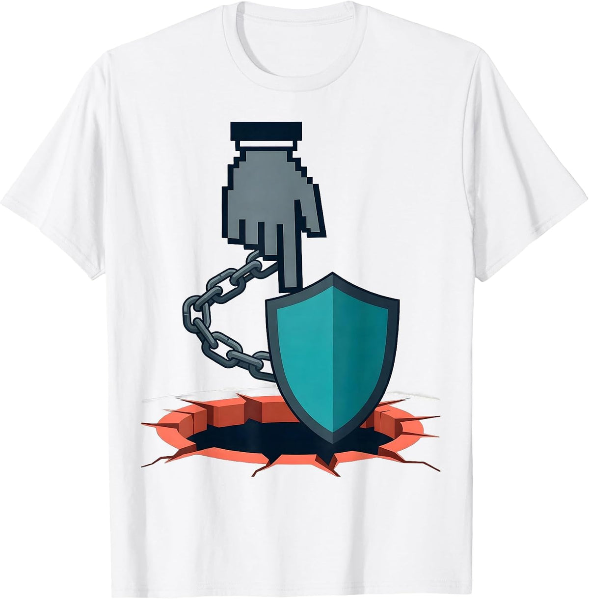 Men's Cursor Hand Shield Cybersecurity IT Security Humor T-Shirt - White