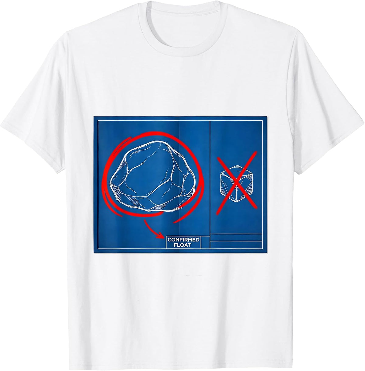 Men's Confirmed Float Technical Blueprint Rock Collector Geology T-Shirt - White