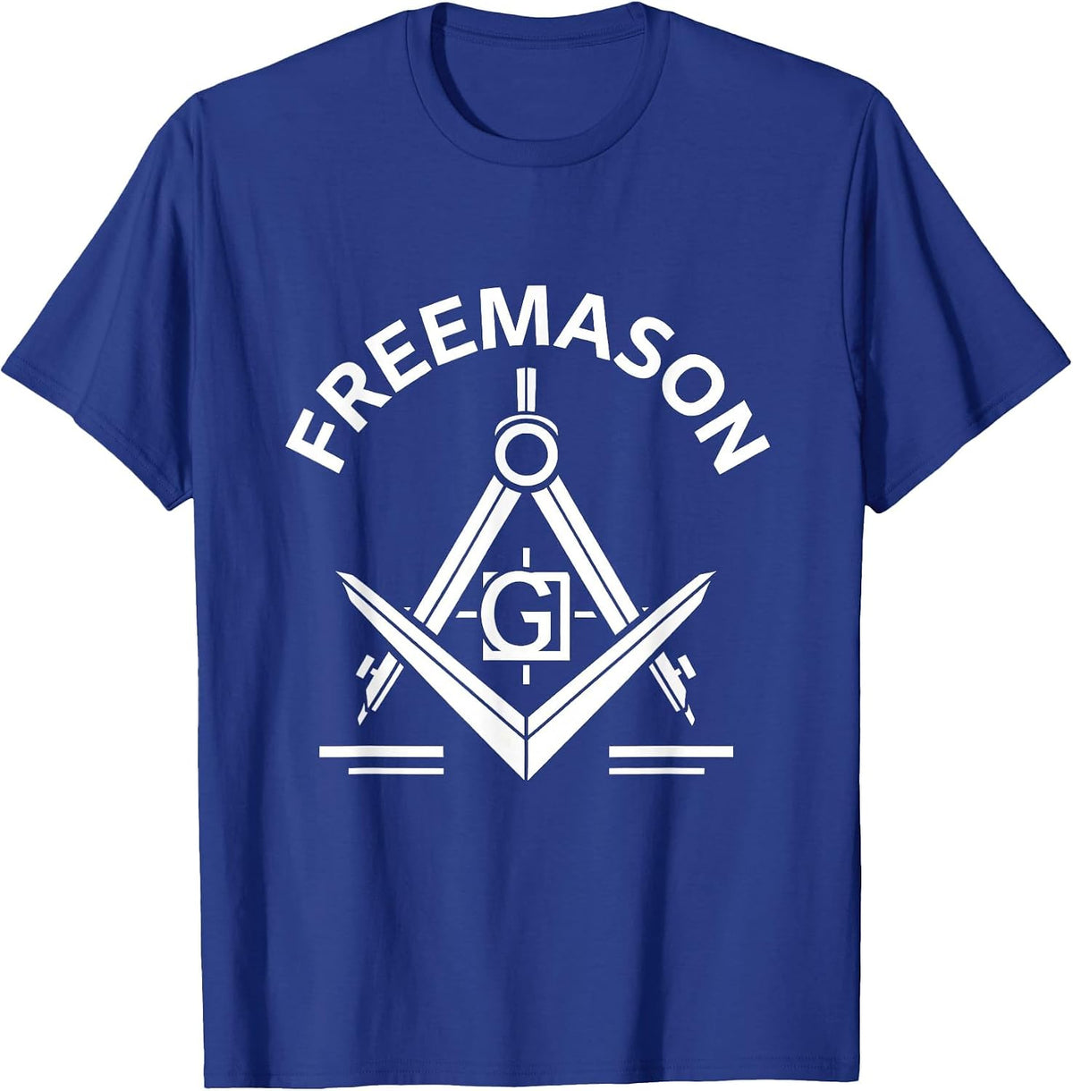 Men's Freemason Monochromatic Square And Compasses Emblem T-Shirt - Royal Blue