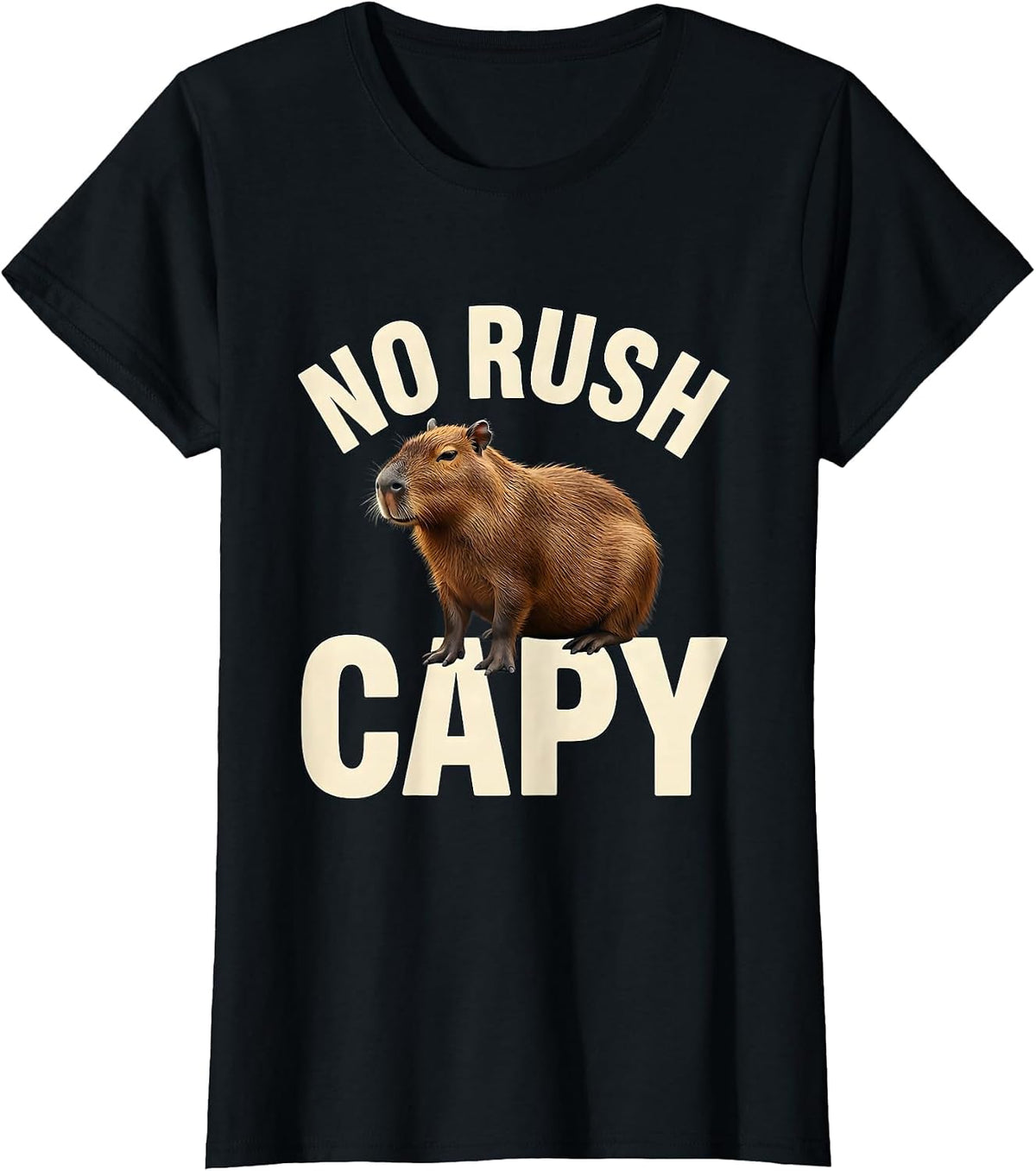 No Rush Capy Funny Capybara Animal Meme Gamer Humor T-Shirt - Black