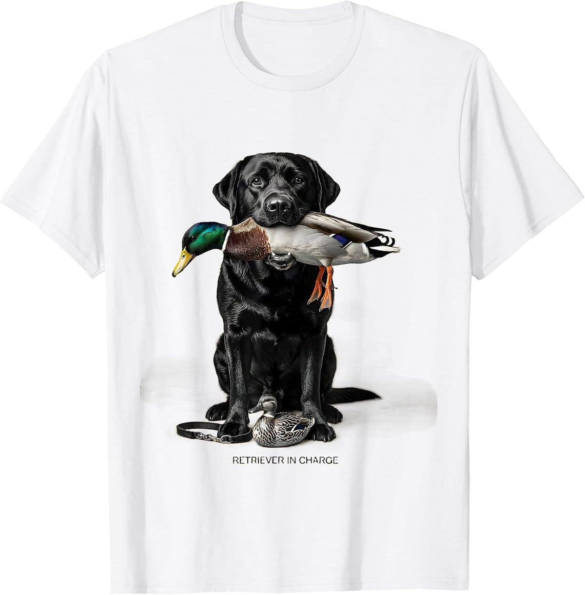 Men's Retriever In Charge Rustic Southern Labrador Duck Hunting T-Shirt - White