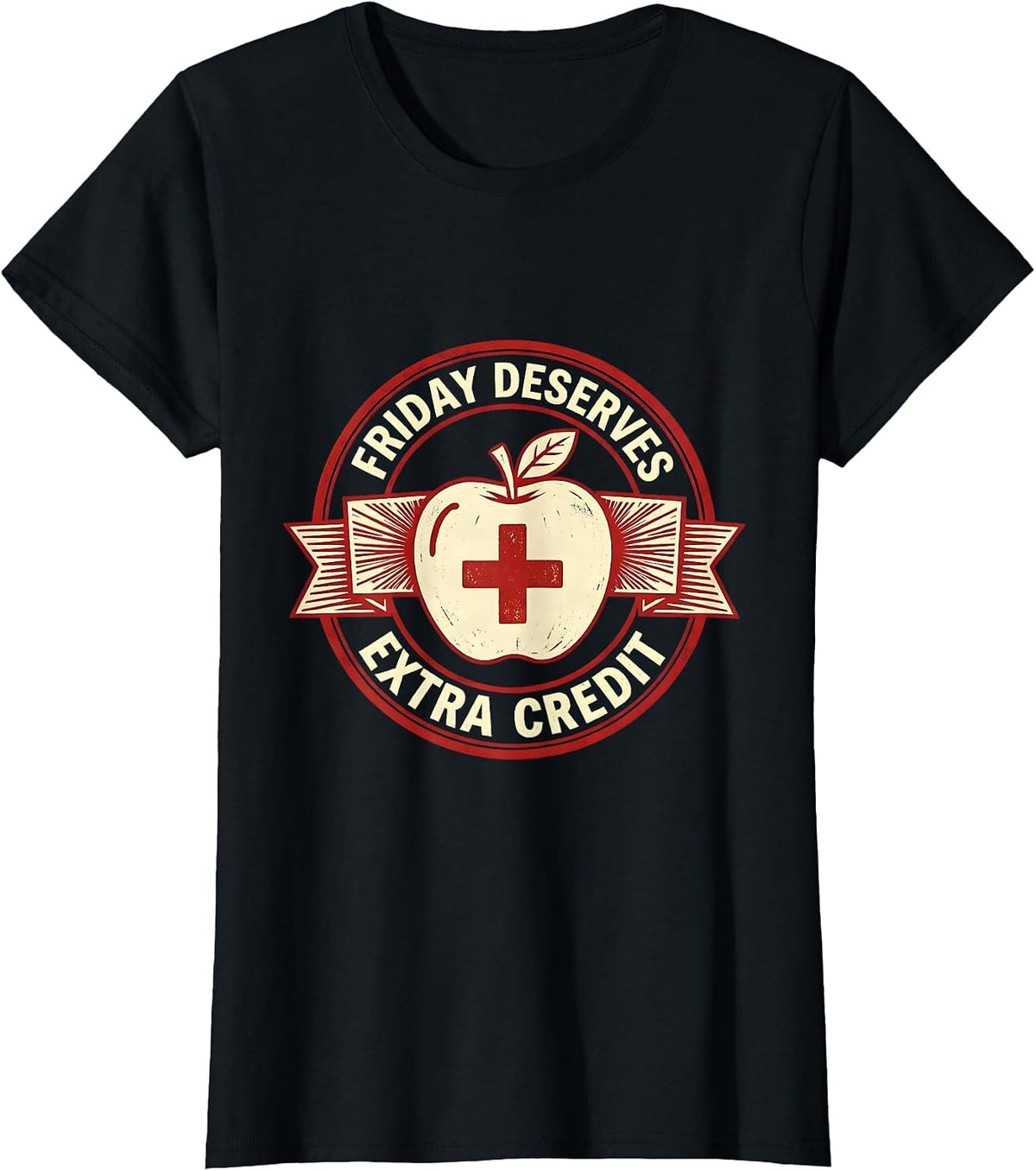 Fri-Yay Teacher Friday Deserves Extra Credit T-Shirt - Black