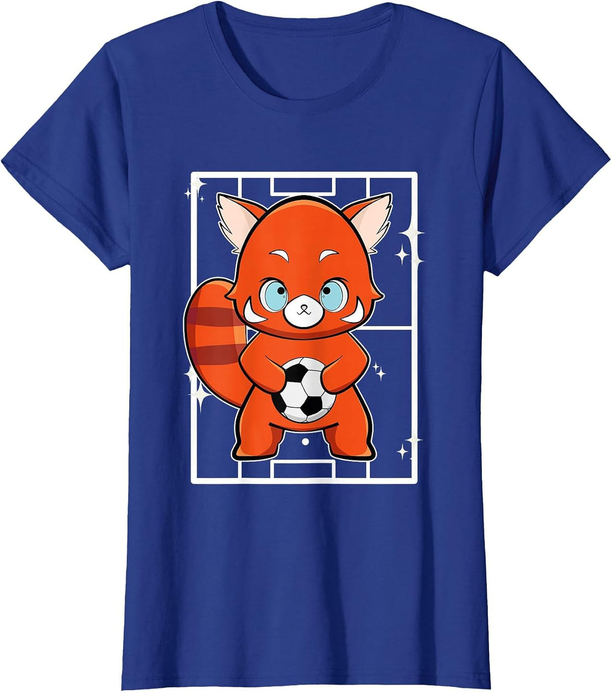 Red Panda with Football T-Shirt - Royal Blue