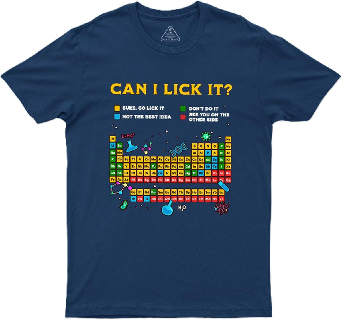 Geek Can I Lick It Periodic Mens Graphic Tee Funny Shirts - Cotton S-5XL - Navy