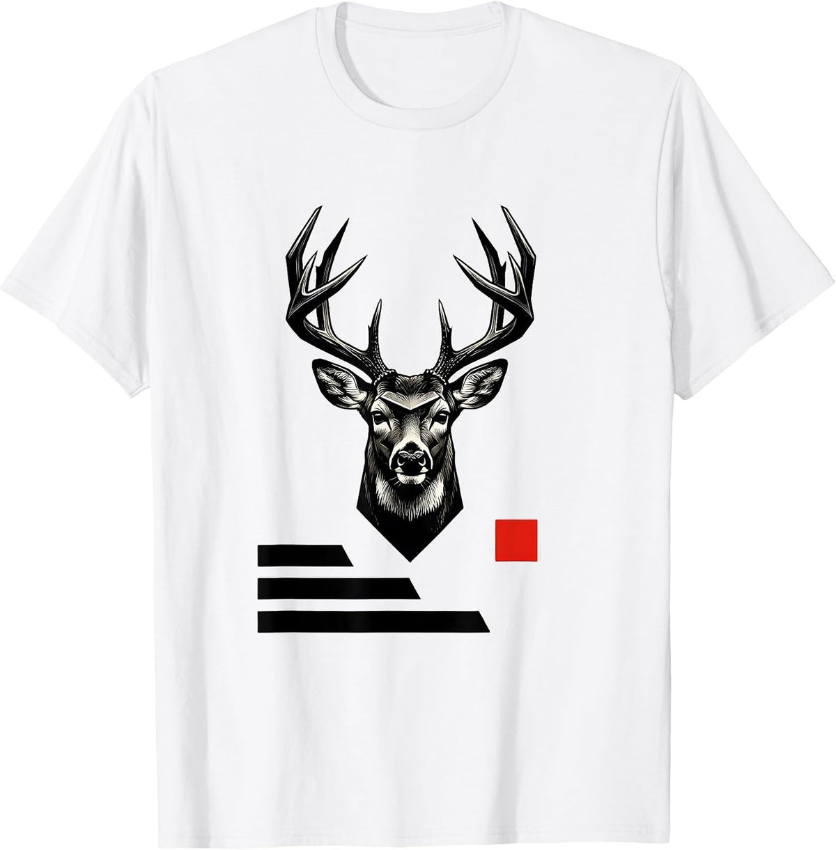 Men's Geometric Whitetail Crown Deer Hunting Dad Humor T-Shirt - White