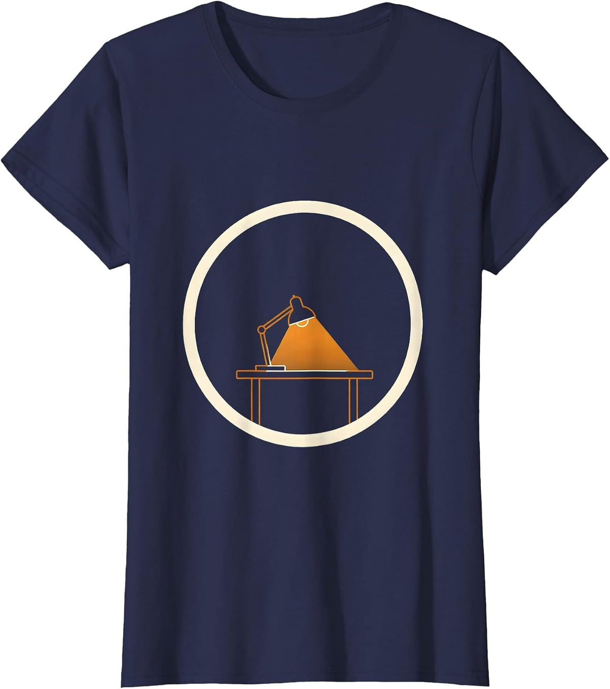 Women's Sped Teacher Late Night Desk Glow Illustration T-Shirt - Navy Blue