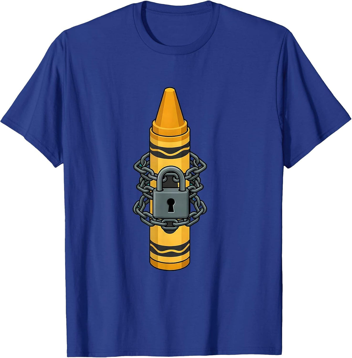 Chained Crayon Locked Up Art Graphic Design T-Shirt - Royal Blue