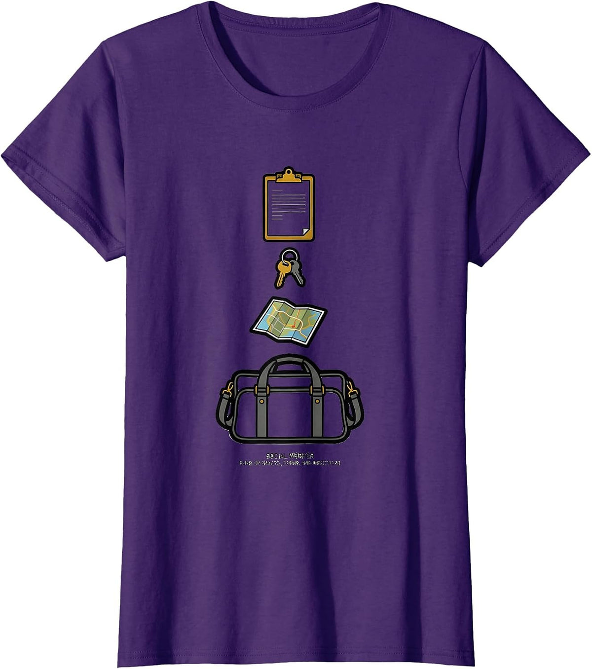 Women's Social Worker. Runs On Snacks, Forms, And Directions Funny T-Shirt - Purple