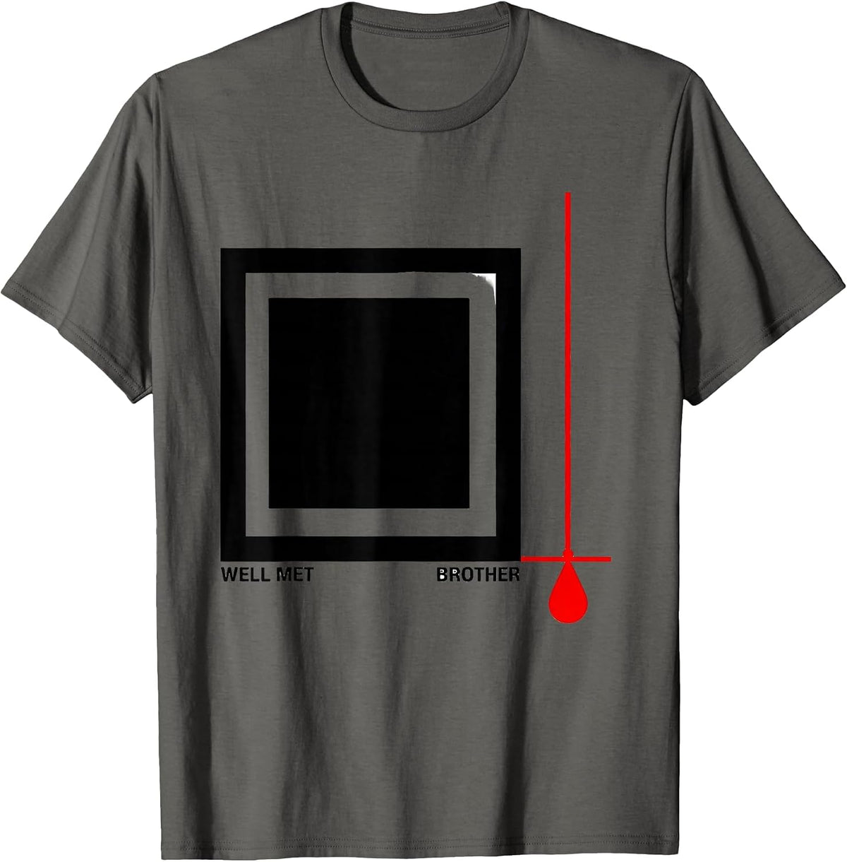 Men's Well Met, Brother Freemason Square And Compass Masonic Pride T-Shirt - Asphalt Grey