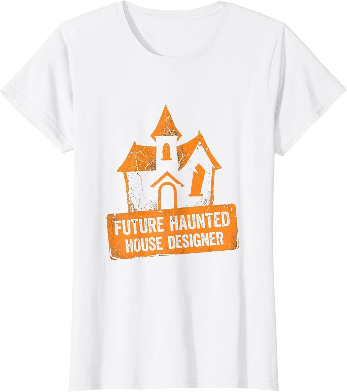 Future Haunted House Designer Boys Halloween T-Shirt - White