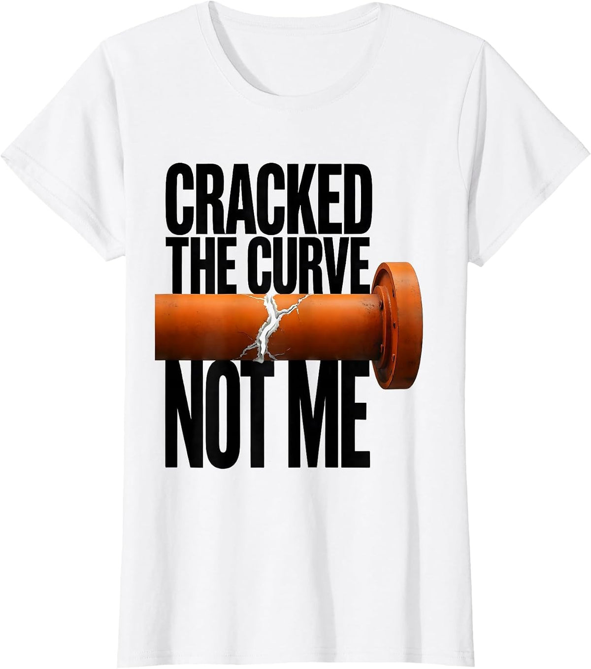 Cracked The Curve Not Me Brutalist Gym Gingerbread Man T-Shirt - White