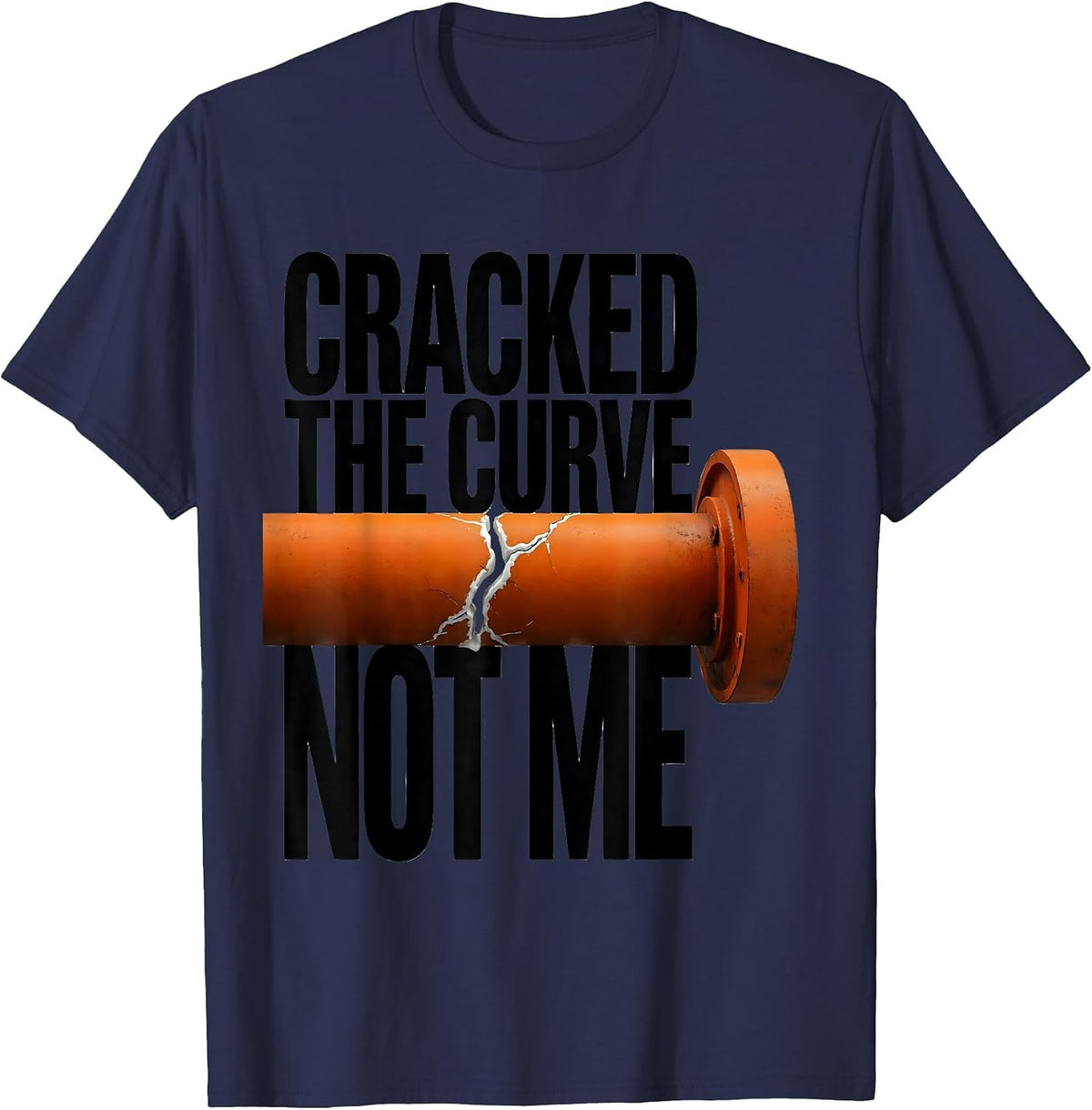 Cracked The Curve Not Me Brutalist Gym Gingerbread Man T-Shirt - Navy Blue