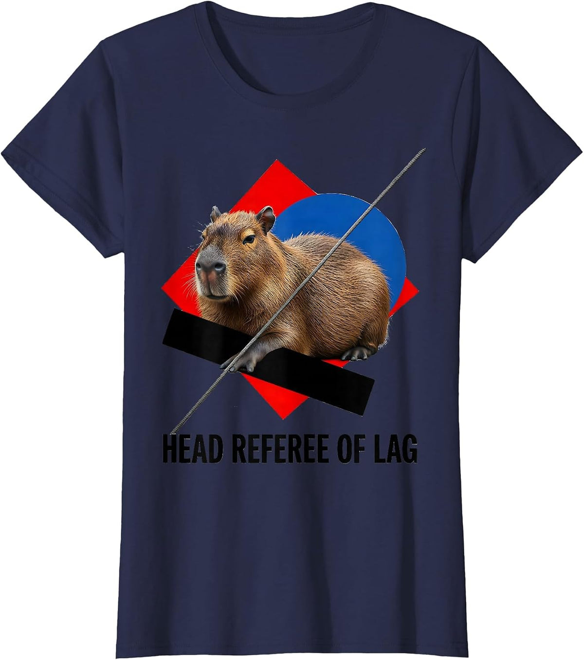 Women's Head Referee of Lag Funny Capybara Gamer Meme Humor T-Shirt - Navy Blue