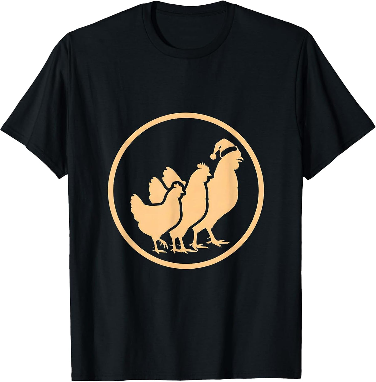 Men's Chicken Santa Hat Badge Christmas Chicken Lover Humor T-Shirt - Black