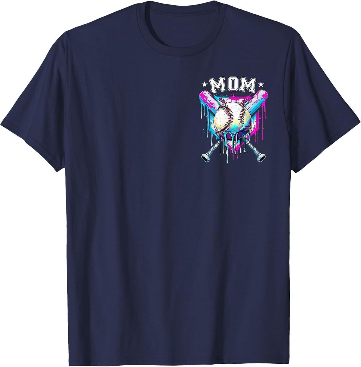 Baseball Ice Cream Drip Mom of The Birthday Boy Family T-Shirt - Navy Blue