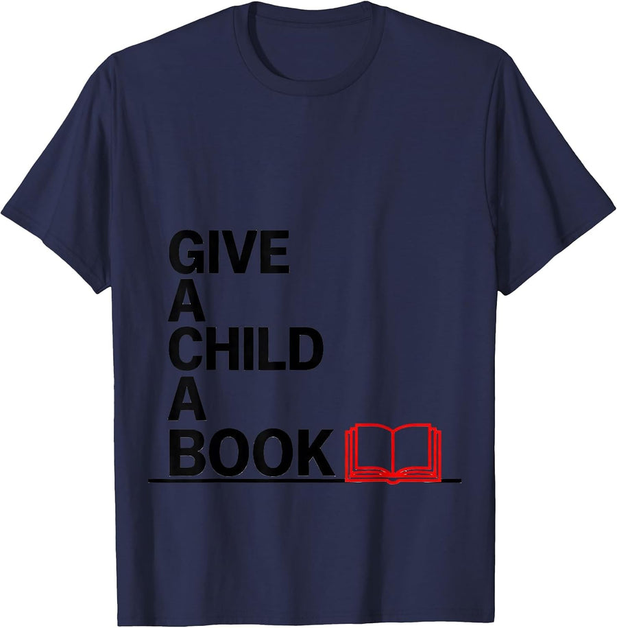 Give A Child A Book Literacy Advocate Teacher Book Lover T-Shirt - Navy Blue