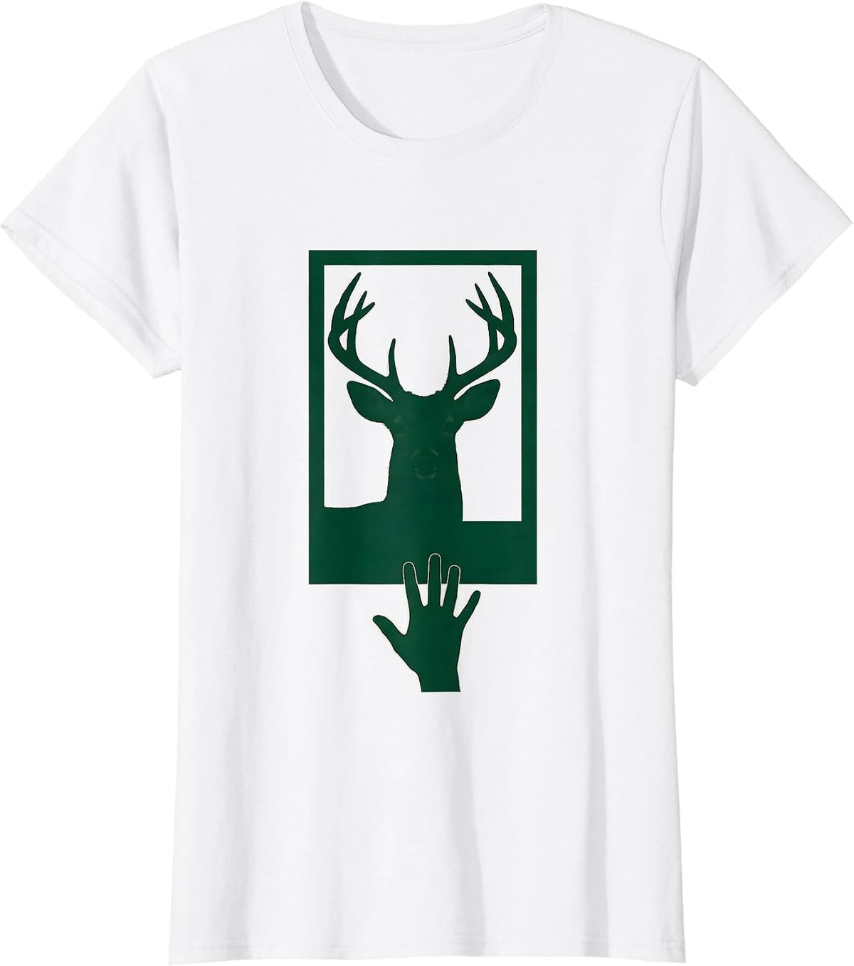 Whitetail Buck Silhouette Funny Hunter Dad Humor T-Shirt - White