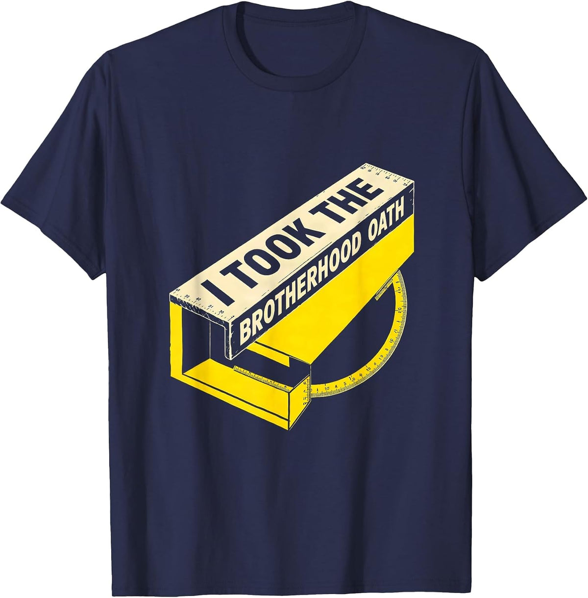 I Took The Brotherhood Oath Masonic Freemason Square T-Shirt - Navy Blue