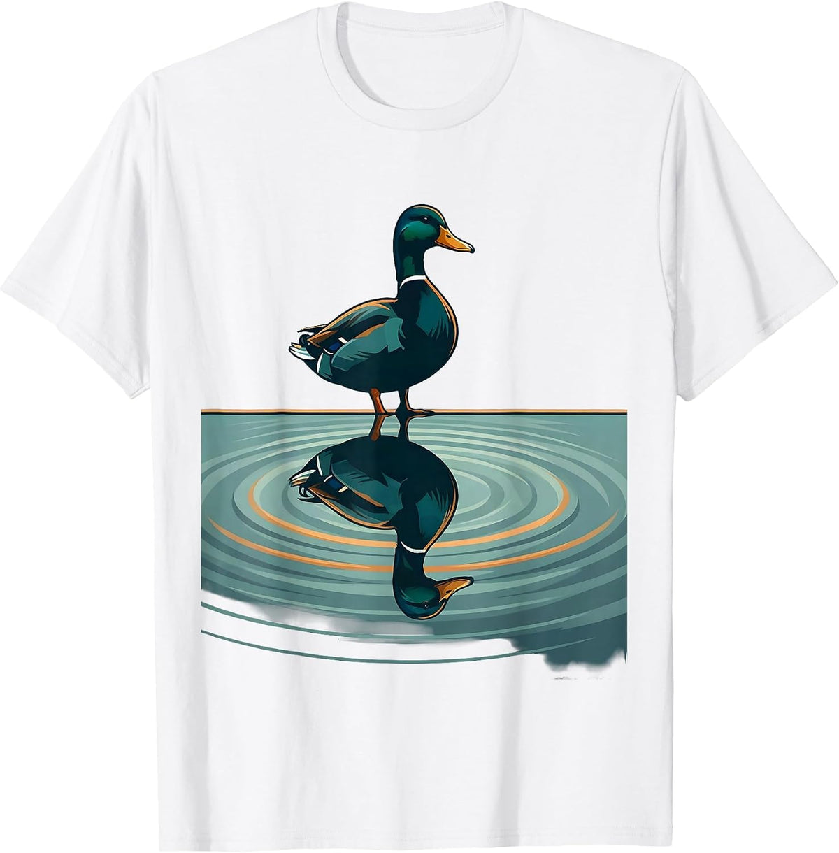 Men's Duck Silhouette Reflected on Still Pond Graphic T-Shirt - White