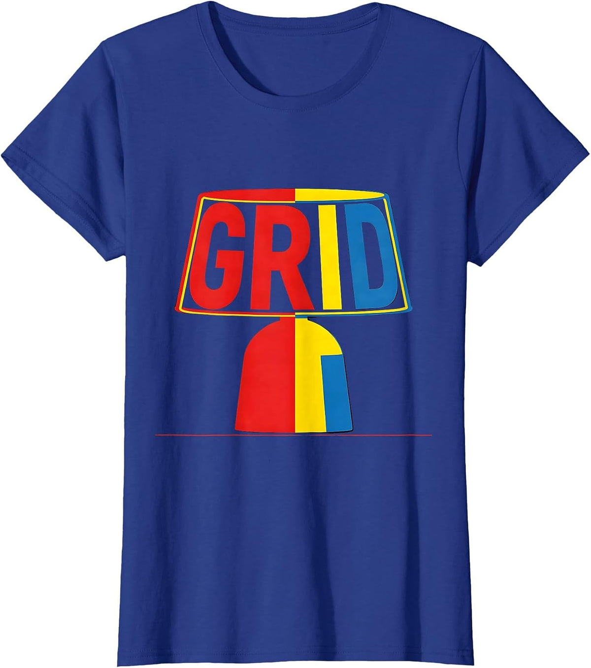Women's GRID Geometric Bauhaus 100th Anniversary Design Movement T-Shirt - Royal Blue