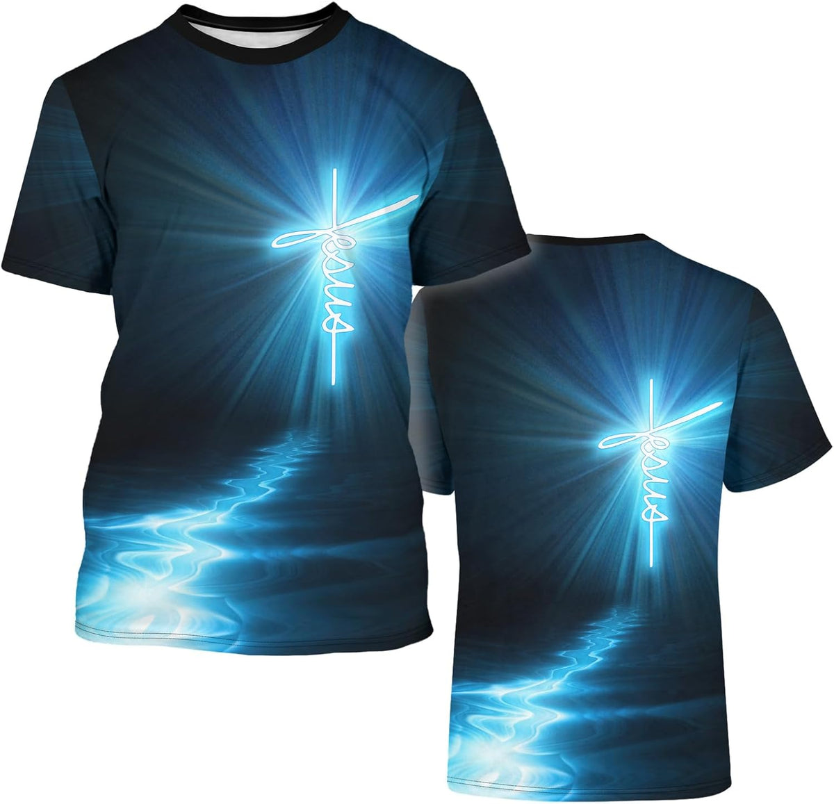 Unisex 3D Graphic T Shirts Printed Casual Short Sleeve Tee Shirt - Blue