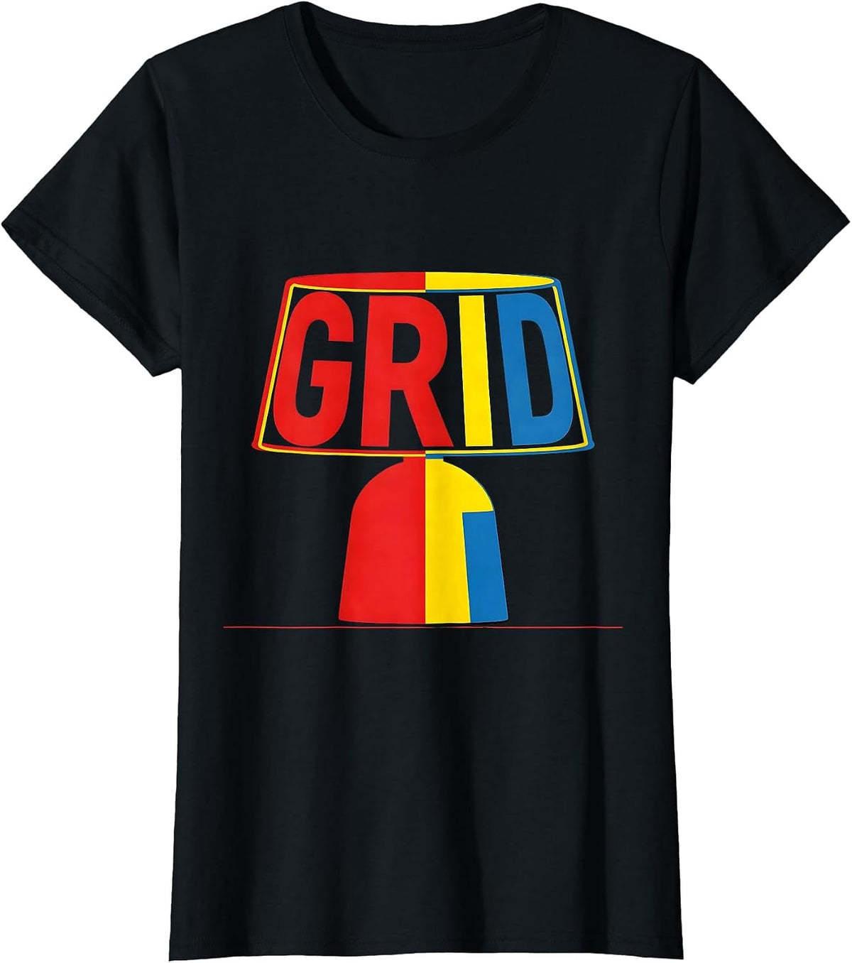 Women's GRID Geometric Bauhaus 100th Anniversary Design Movement T-Shirt - Black