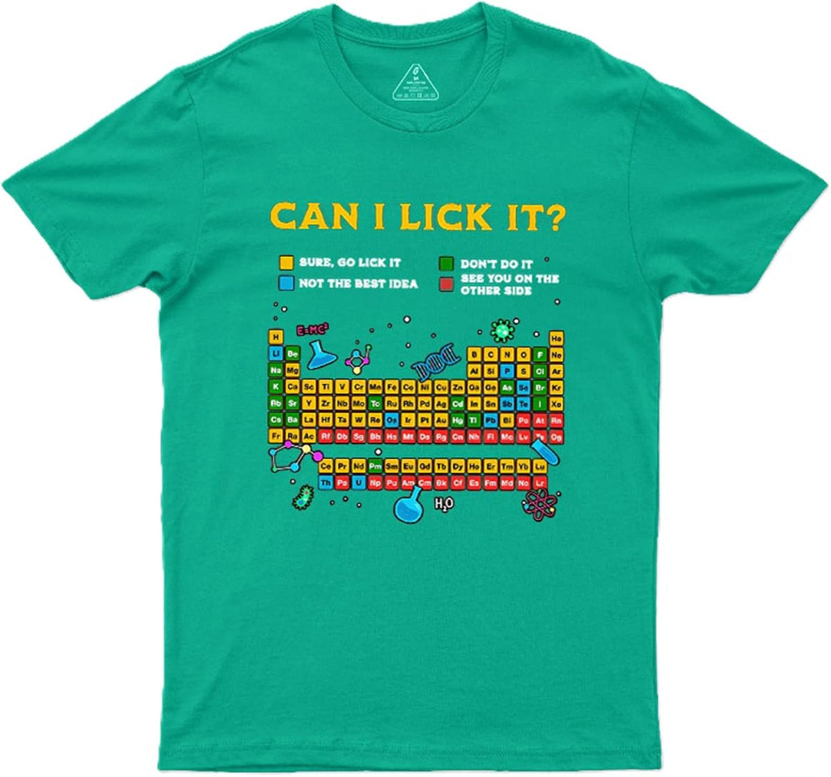 Geek Can I Lick It Periodic Mens Graphic Tee Funny Shirts - Cotton S-5XL - Green