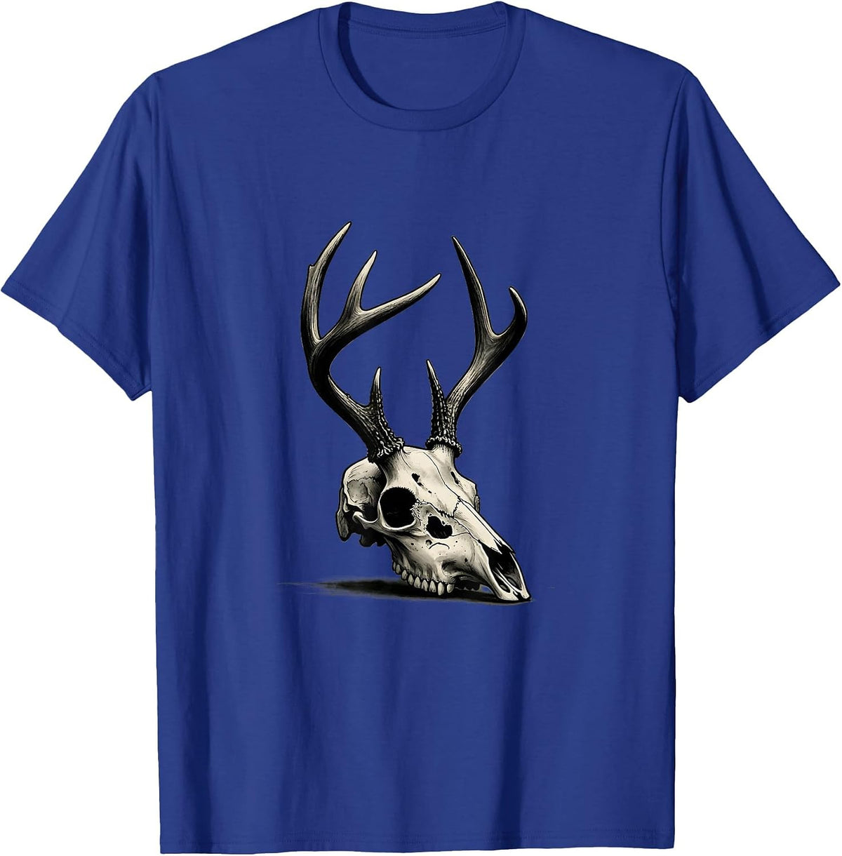 Whitetail Skull Minimalist Deer Hunting Dad Humor T-Shirt - Royal Blue