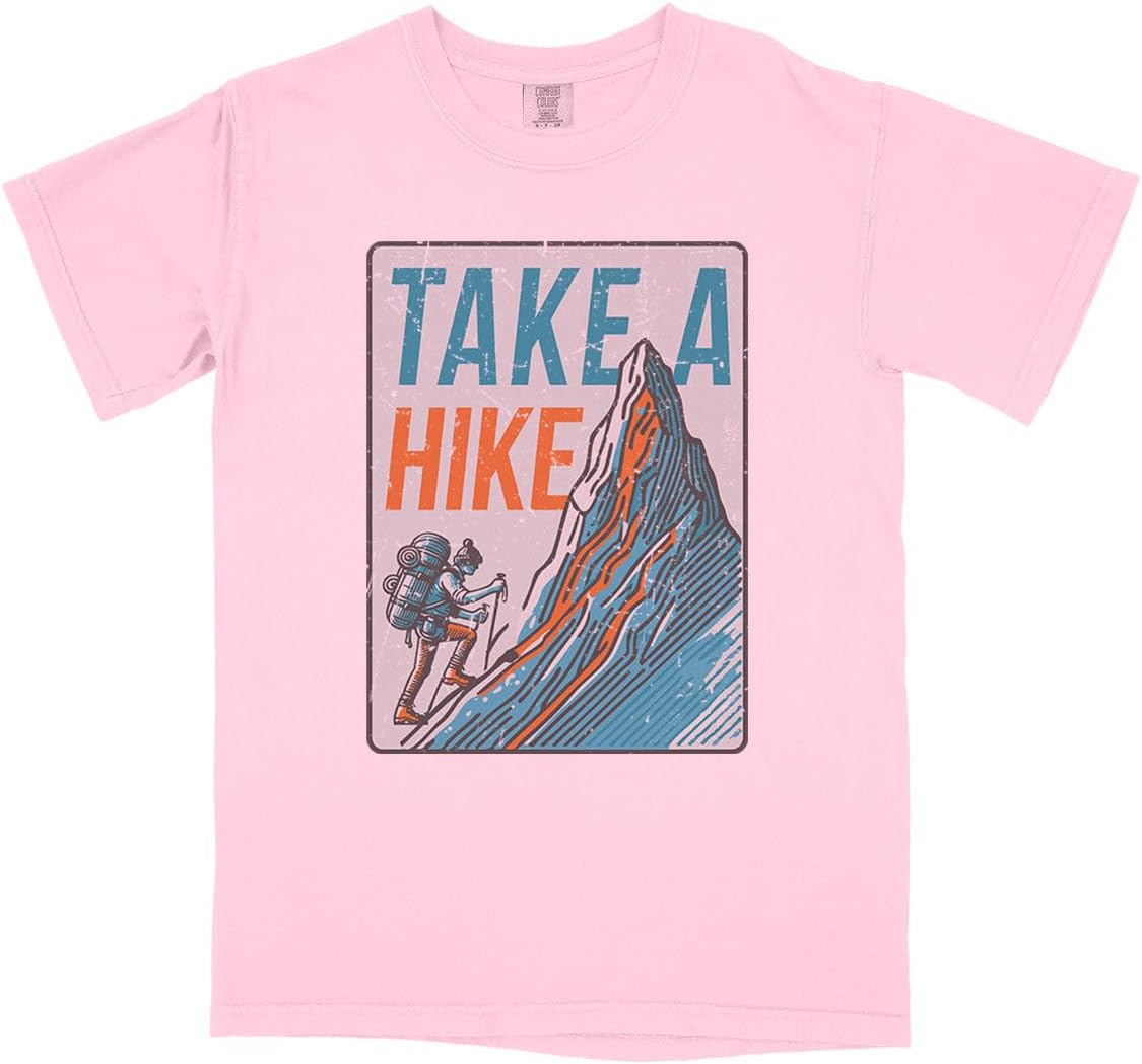 Take a Hike Mountain Comfort Colors Short Sleeve Tee Unisex - Blossom