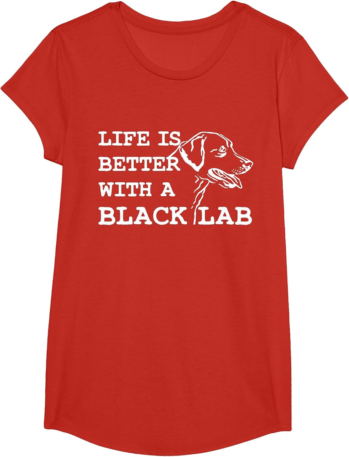 Labrador Retriever - Life is Better with A Black Lab Dog T-Shirt - Girls Red