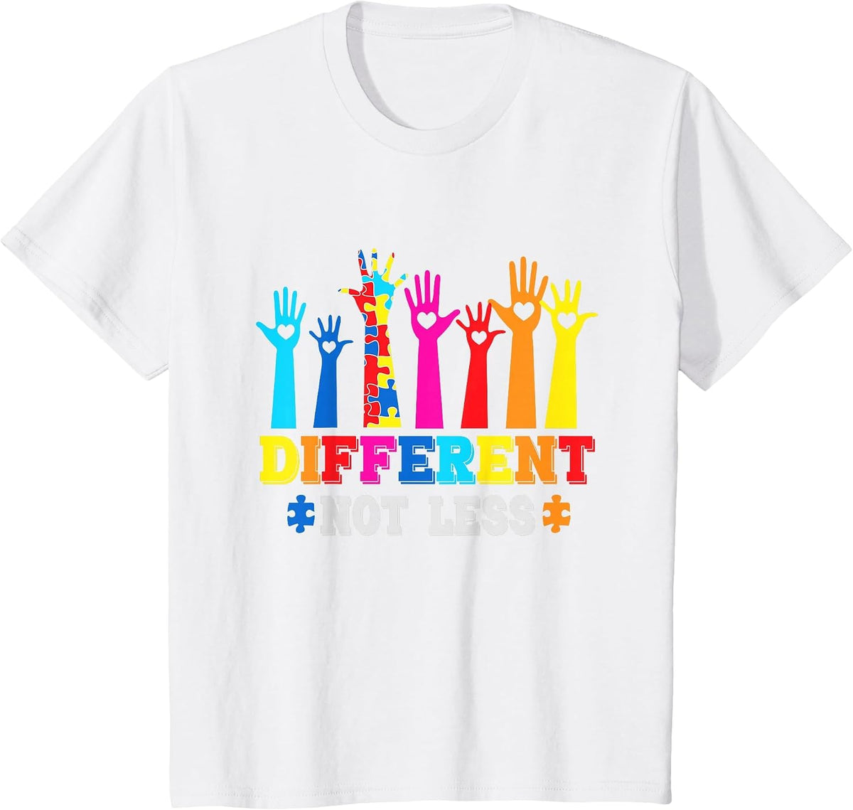 Autism Awareness, Different Not Less, Support Autism T-Shirt - White