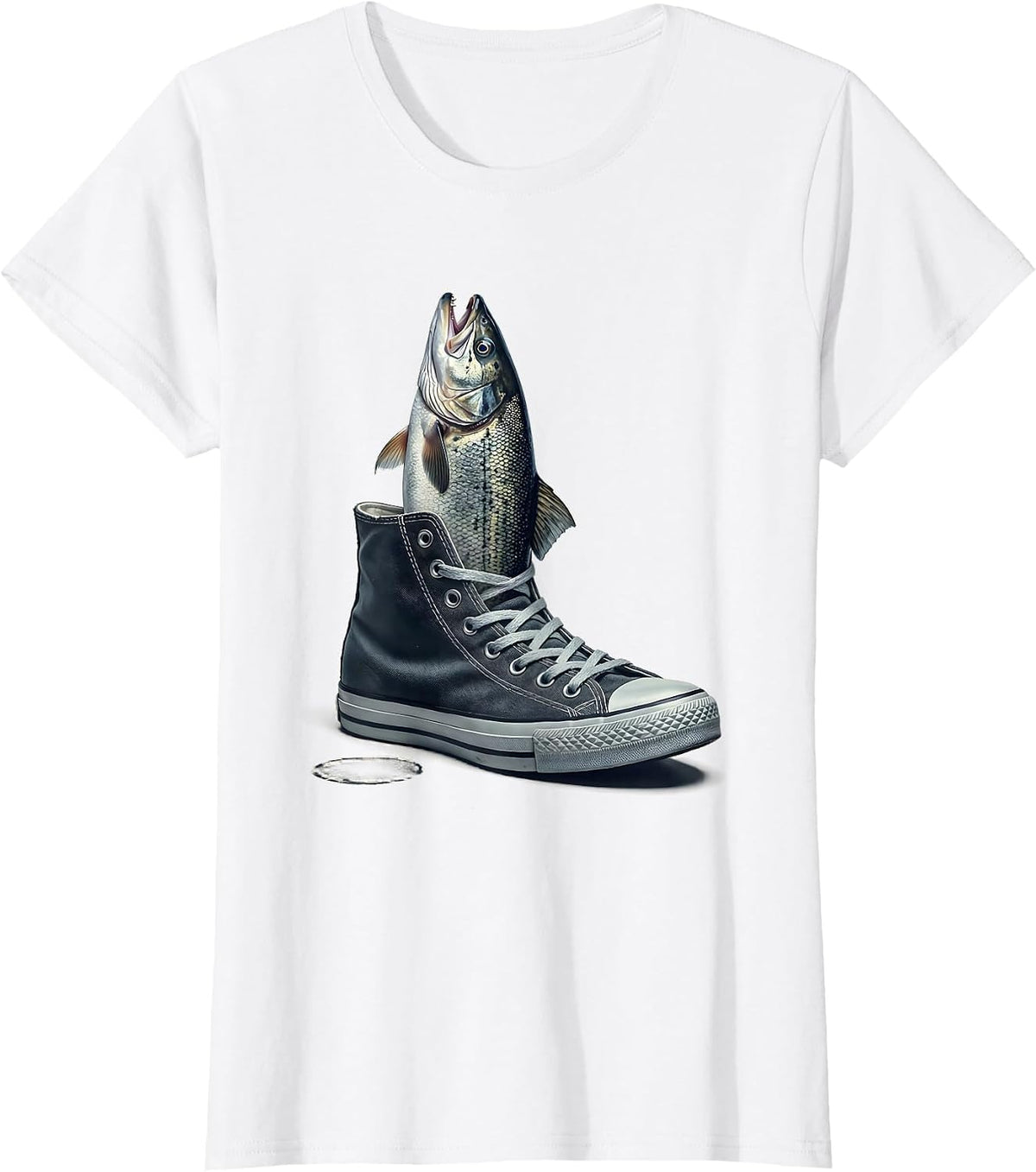 Women's Fih Meme Shoes Fish Funny Misspelled Fish Humor T-Shirt - White