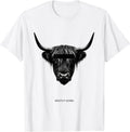 Men's Moo's It Going Minimalist Highland Cow Whimsical Humor T-Shirt - White