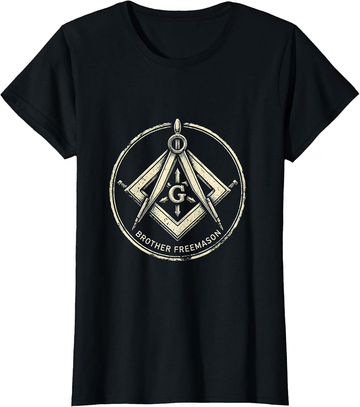 Women's Brother Freemason Rubber Stamp Square and Compass Masonic T-Shirt - Black