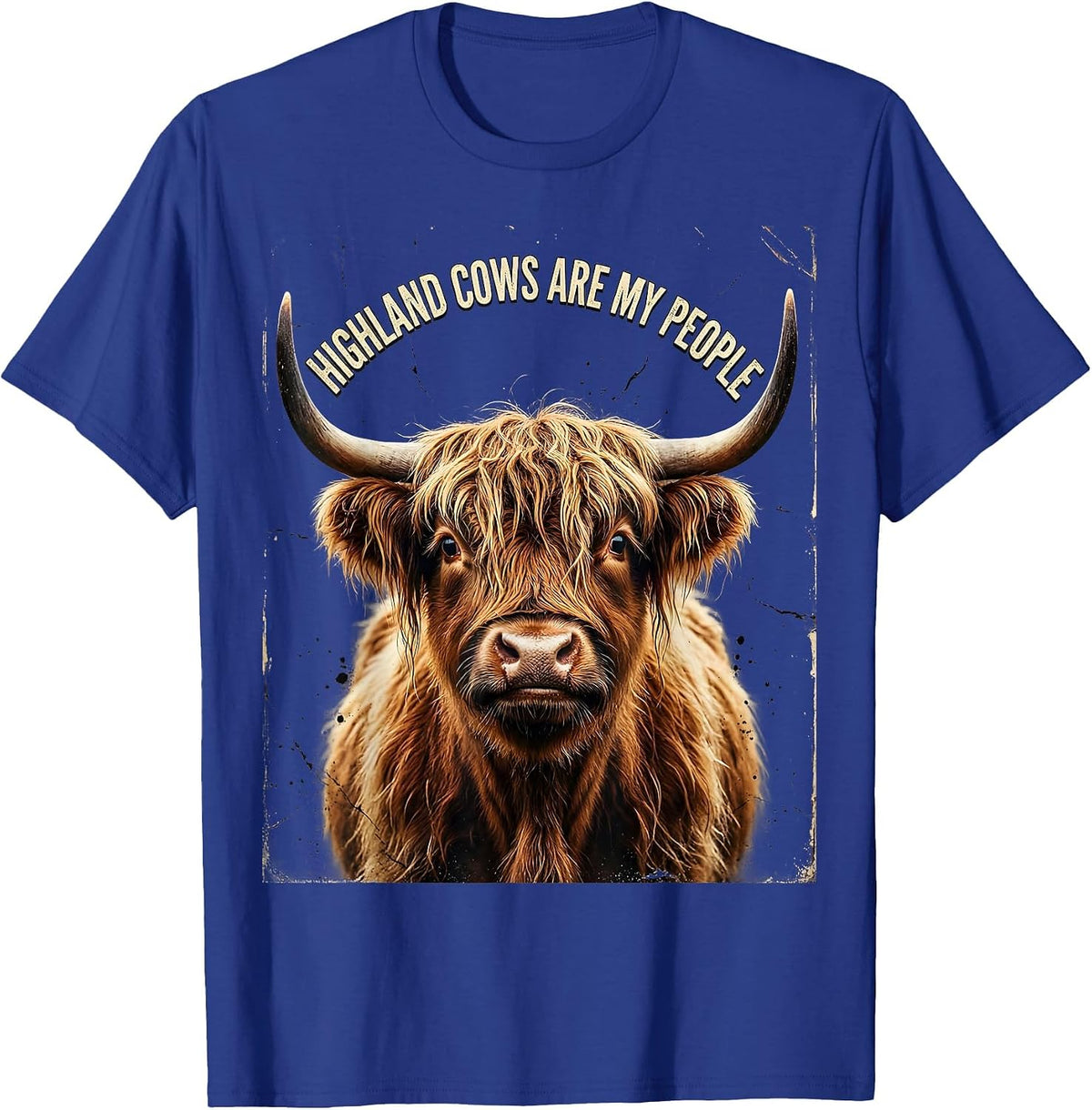 Men's Highland Cows Are My People Funny Cow Design T-Shirt - Royal Blue