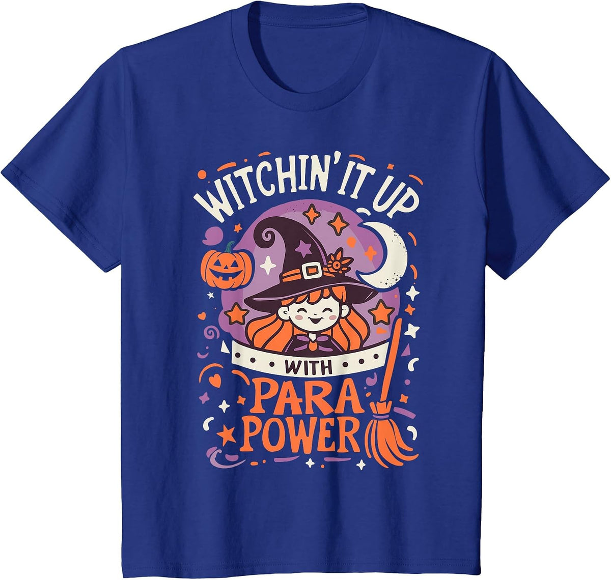 Halloween Team Paraprofessional School Men Women Spooky Fun T-Shirt - Royal Blue