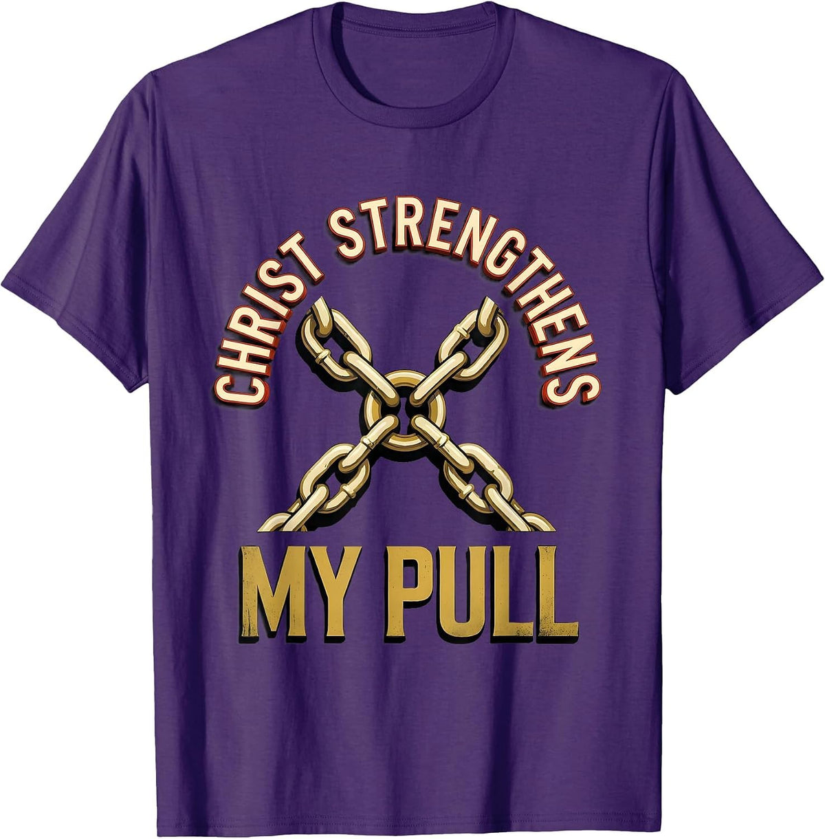 Men's Christ Strengthens My Pull Faith Workout Gym Christian T-Shirt - Purple