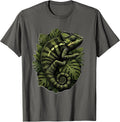 Chameleon Camouflage Forest Illustration T-Shirt - Asphalt Grey