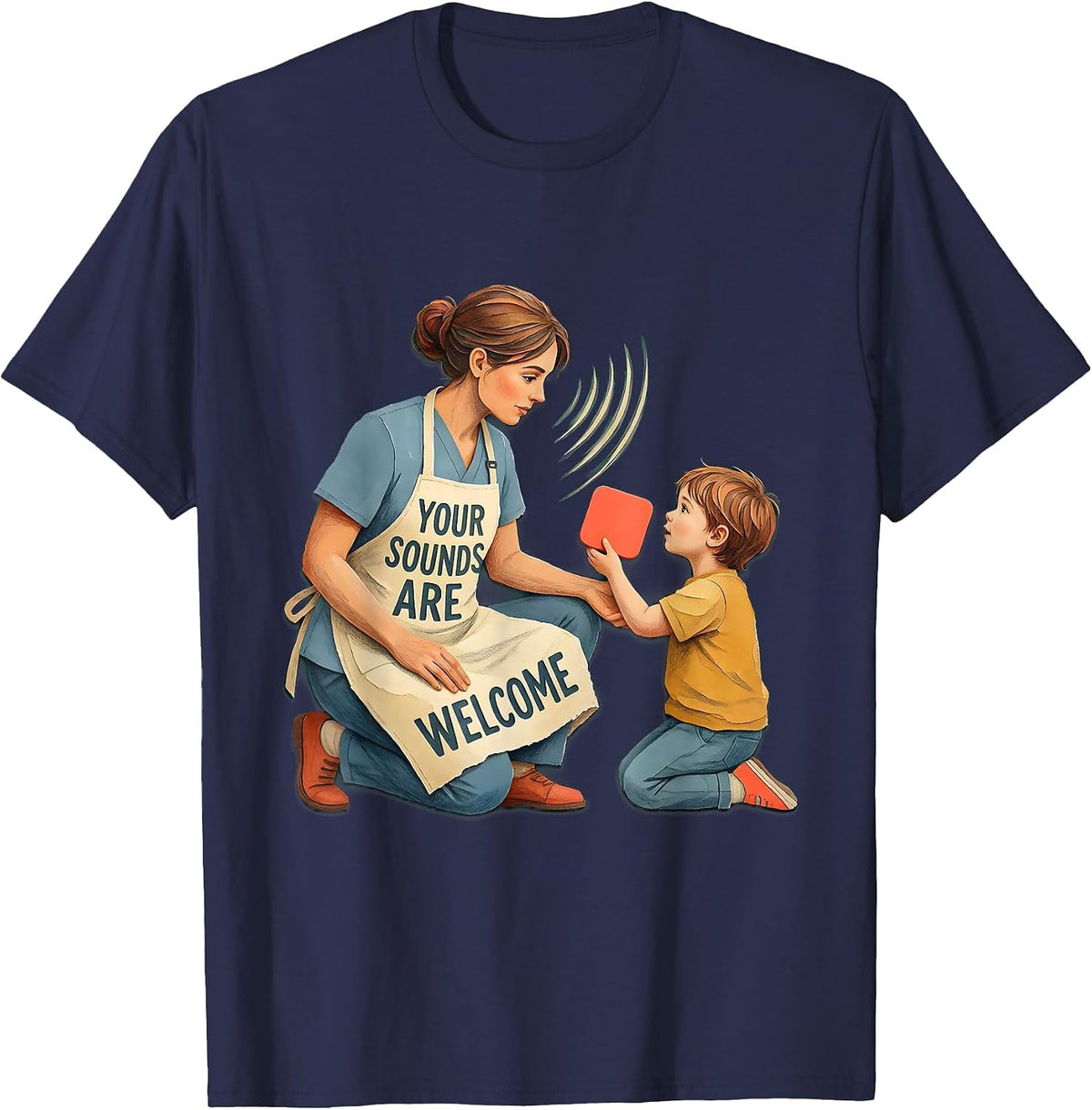 Your Sounds Are Welcome Storybook Speech Language T-Shirt - Navy Blue