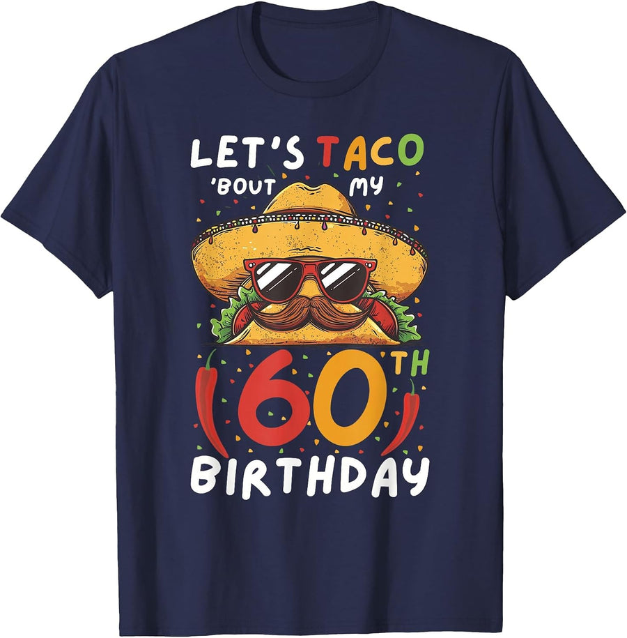 Cinco de Mayo 60th Birthday Taco Age 60 Mexican Birthday T-Shirt - Navy Blue