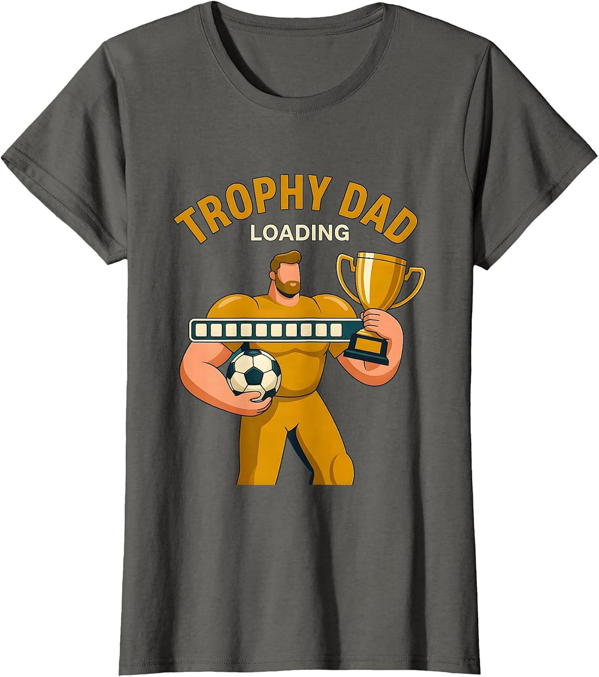 Women's Trophy Dad Loading Soccer Parent Design T-Shirt - Asphalt Grey