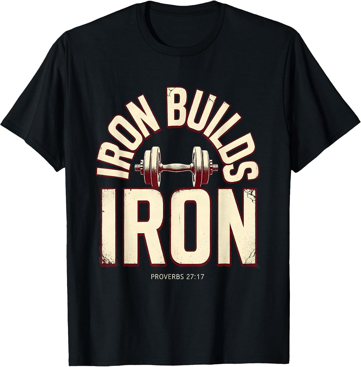Men's Iron Builds Iron Proverbs 27:17 Christian Men Gym Workout T-Shirt - Black