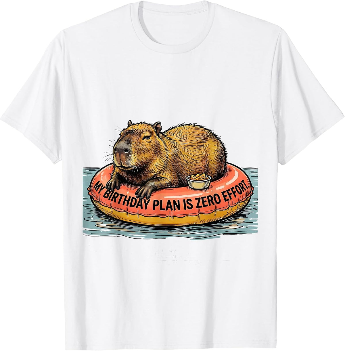Men's My Birthday Plan Is Zero Effort Funny Capybara Meme Birthday T-Shirt - White