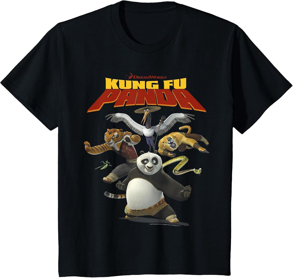 Kung Fu Panda Group Shot Action Portrait Movie Logo T-Shirt - Black