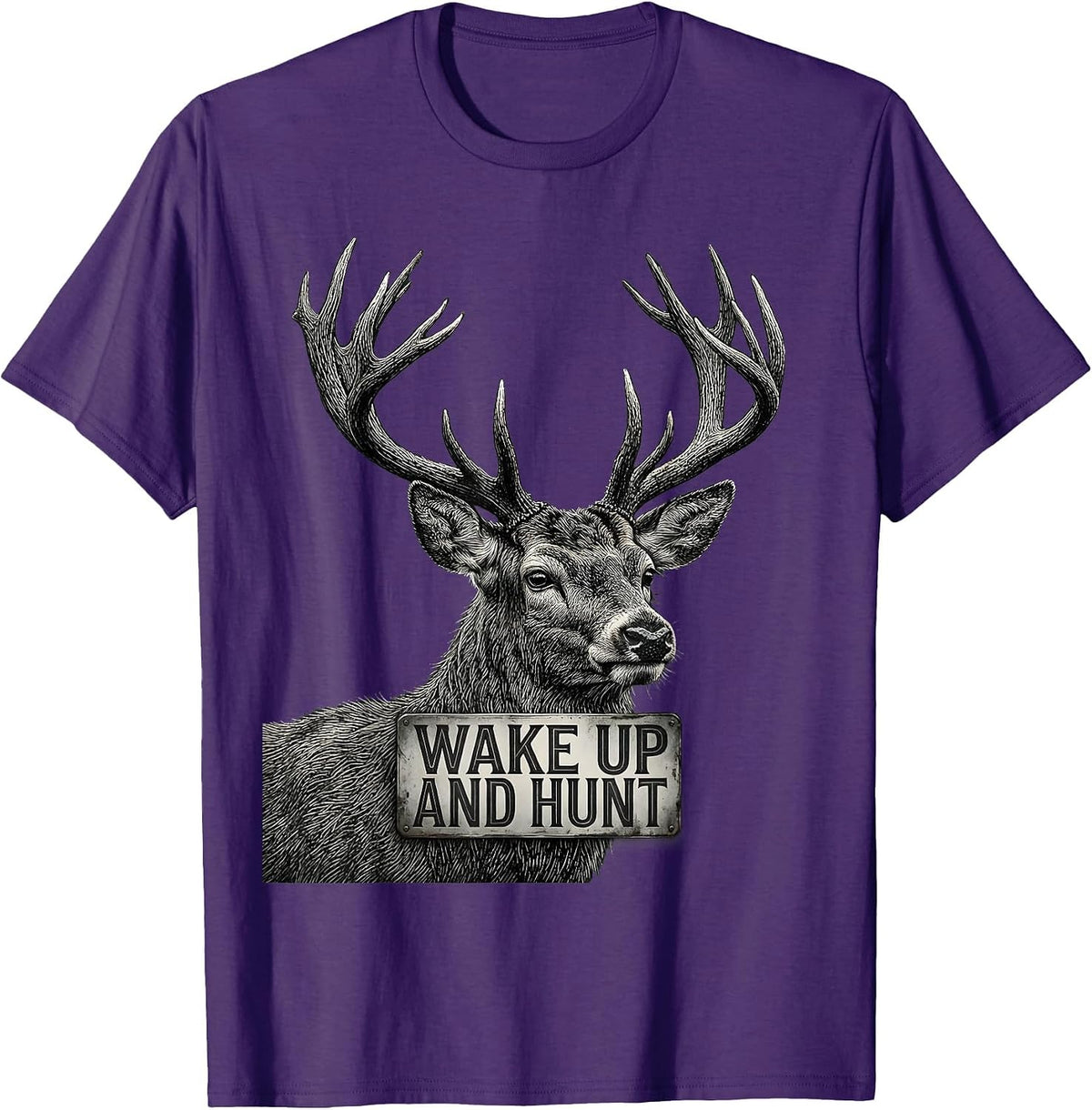 Men's Wake Up and Hunt Hunting Graphic Design T-Shirt - Purple